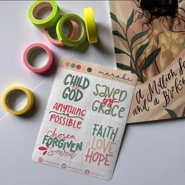 Premium Faith Sticker Sheet – Saved by Grace I SSH001 — VINYL MATTE